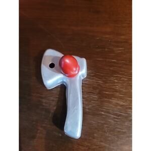 Vintage HATCHET AXE Aluminum Cookie Cutter Red Wood Pointed Knob Clean